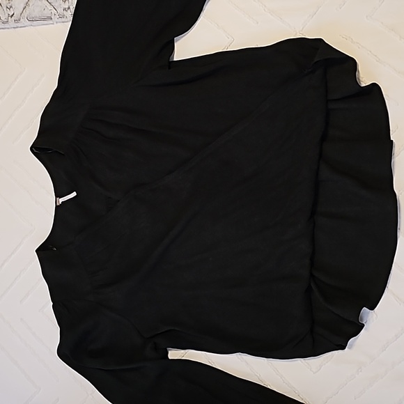 Free People Black Wrap Flowy Tunic Top Size L - Picture 3 of 7